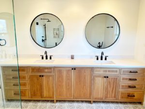 Custom large white oak bathroom vanity